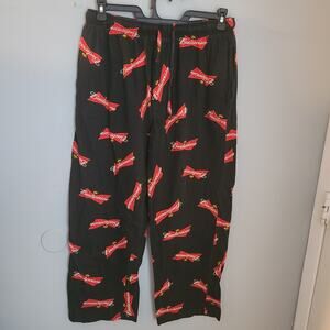 Budweiser Beer Lounge Pants Pajama Flannel Cotton All Over Print Retro Men Sz L
